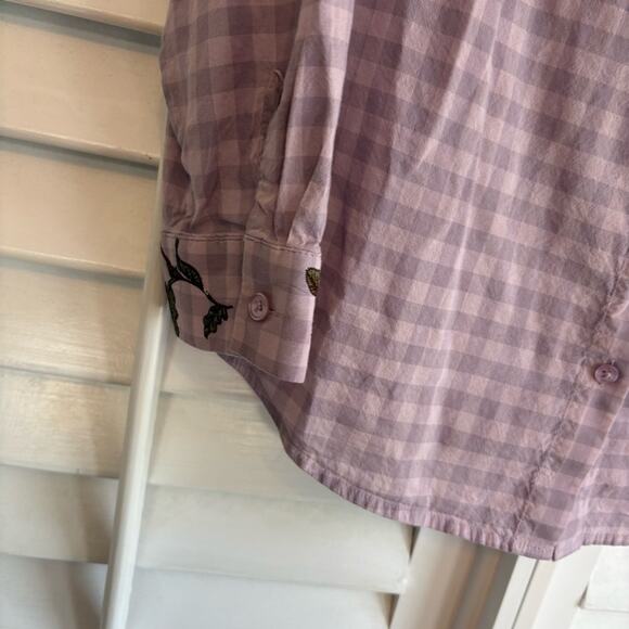 Chico’s Lavender Plaid Floral Button Down Shirt Size 0 (4/6) - Picture 6 of 9